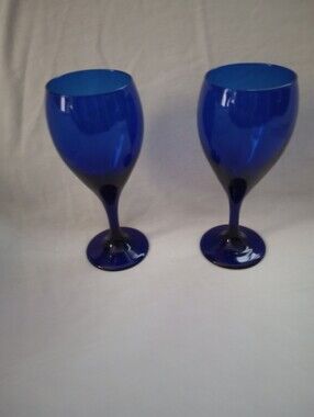 Libbey Cobalt Blue Teardrop 12 Ounce Wine/Water Goblets - Set Of 2